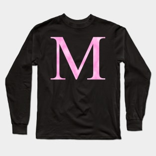 Watercolor Letter M Vibrant Light Pink Long Sleeve T-Shirt